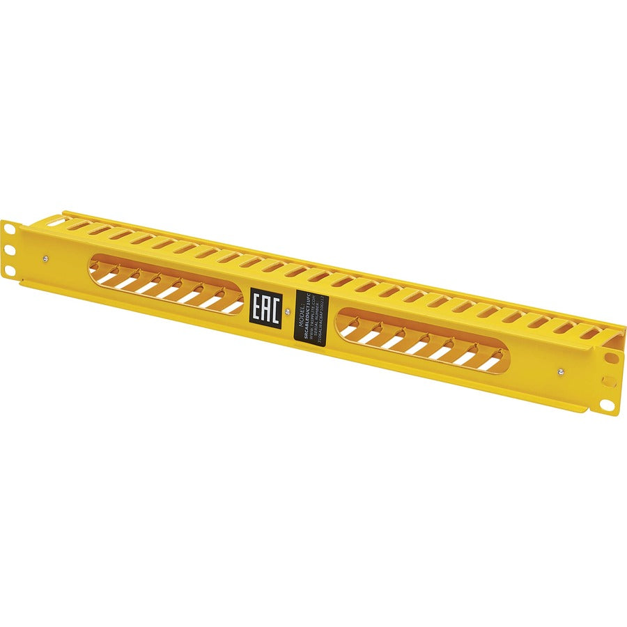 Gestionnaire de câbles horizontal Tripp Lite par Eaton - Conduit à doigts avec couvercle, jaune, 1U SRCABLEDUCT1UFC