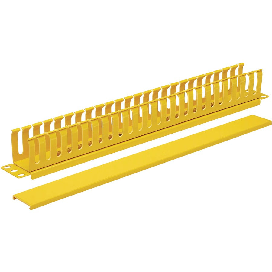 Gestionnaire de câbles horizontal Tripp Lite par Eaton - Conduit à doigts avec couvercle, jaune, 1U SRCABLEDUCT1UFC