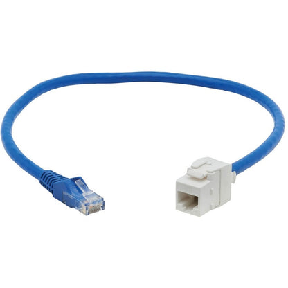 Câble d'assemblage de prise Keystone Cat6 de Tripp Lite par Eaton, RJ45 M/F, 18 po, bleu N237-F18N-WHSH