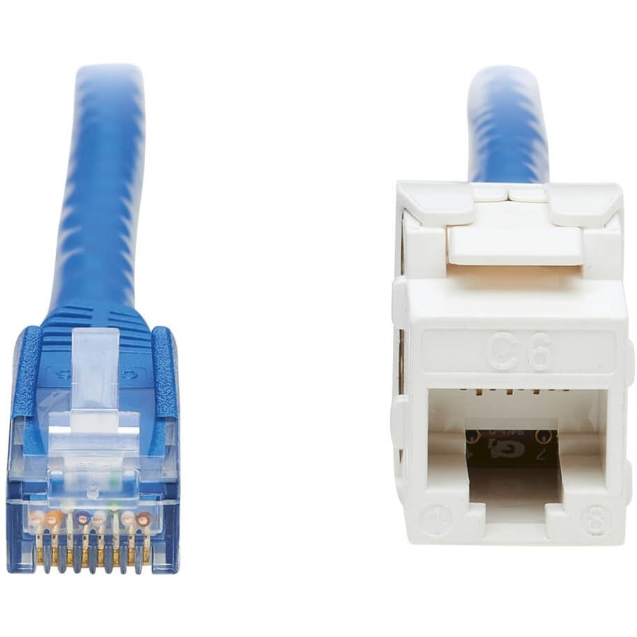 Câble d'assemblage de prise Keystone Cat6 de Tripp Lite par Eaton, RJ45 M/F, 18 po, bleu N237-F18N-WHSH