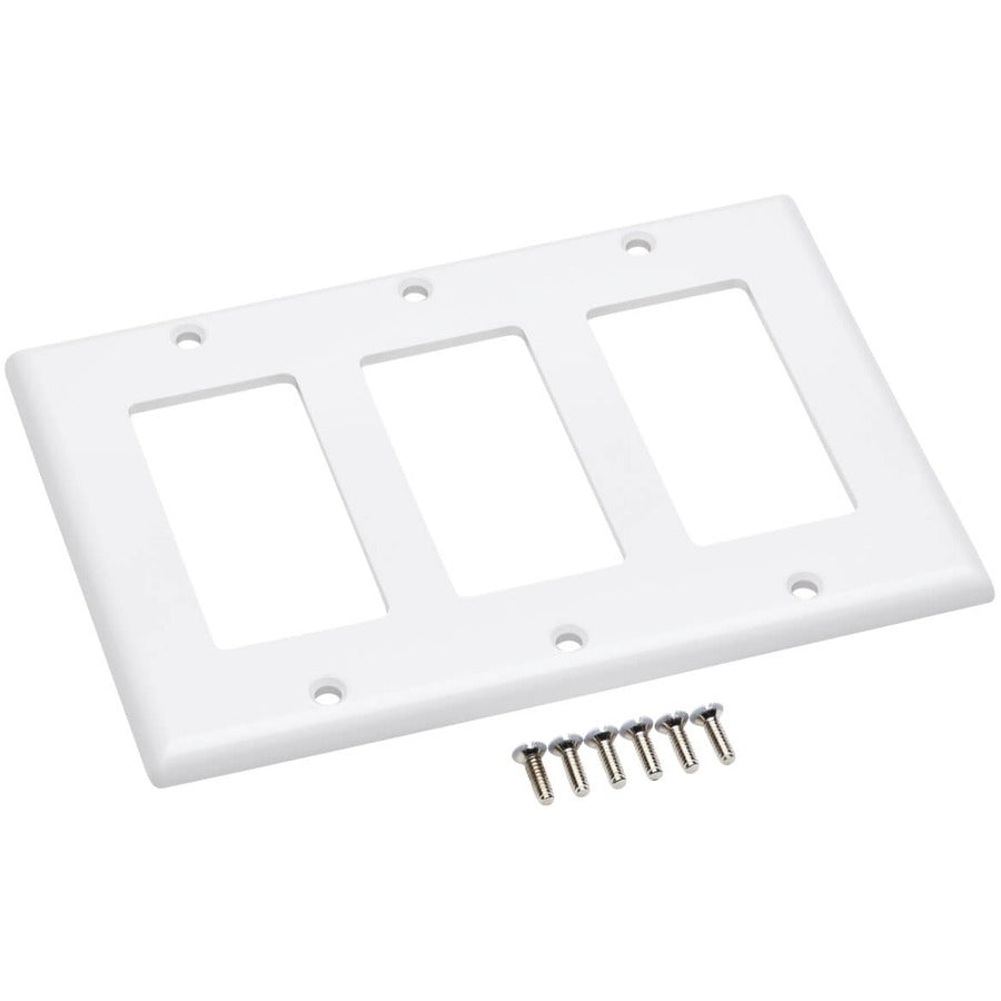 Plaque frontale triple Tripp Lite par Eaton, style Decora - verticale, blanche N042D-300-WH