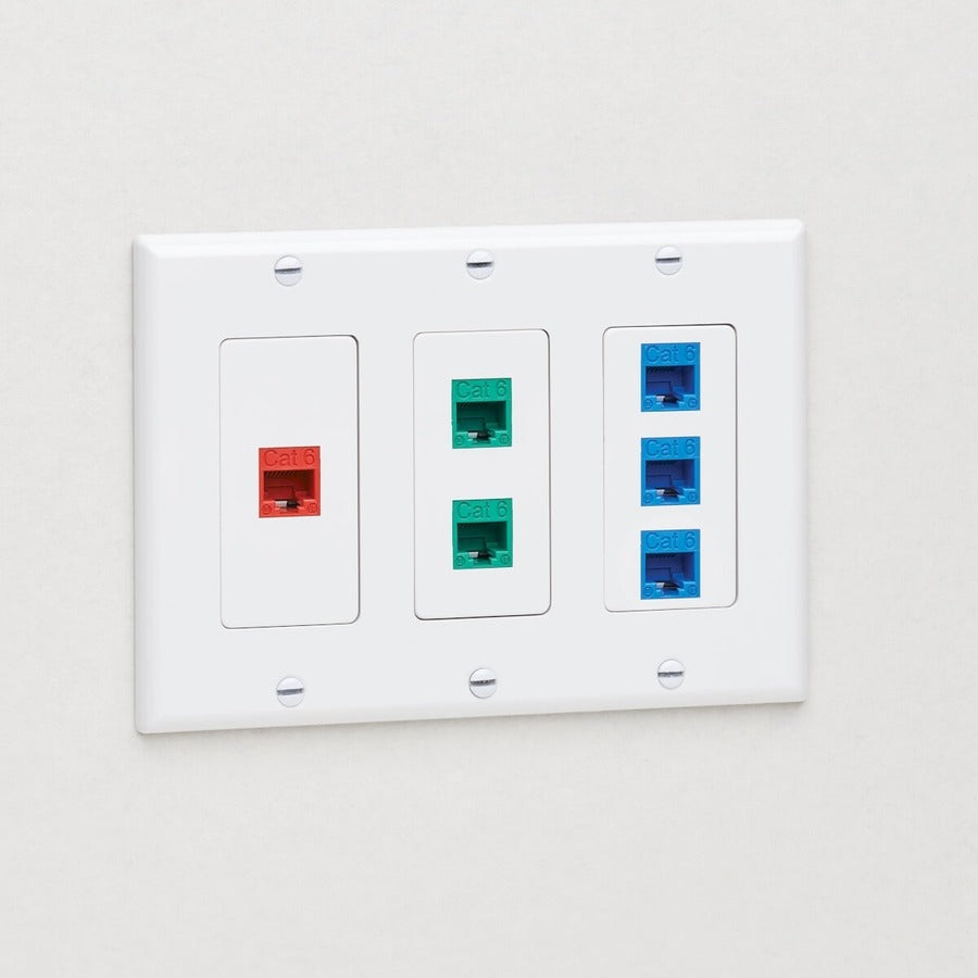 Plaque frontale triple Tripp Lite par Eaton, style Decora - verticale, blanche N042D-300-WH