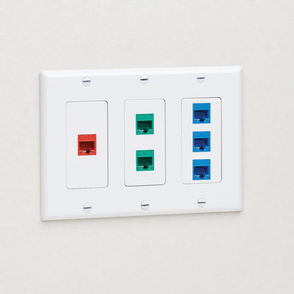 Plaque frontale triple Tripp Lite par Eaton, style Decora - verticale, blanche N042D-300-WH