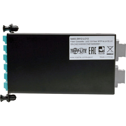 Tripp Lite 12-Fiber Patch Panel 2 MTP/MPO to 12 LC 10Gb Breakout Cassette N482-2M12-LC12