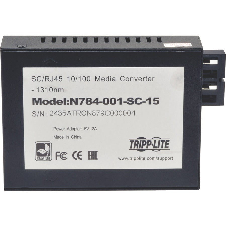 Tripp Lite by Eaton 10/100 SC Singlemode Media Converter, 15km, 1310nm N784-001-SC-15