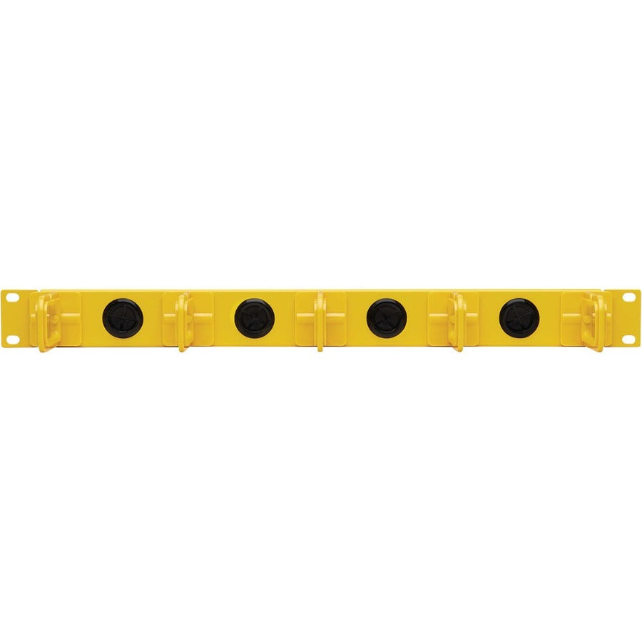 Tripp Lite by Eaton Horizontal Cable Manager - Flexible Rings, Yellow, 1U SRCABLERING1UFC