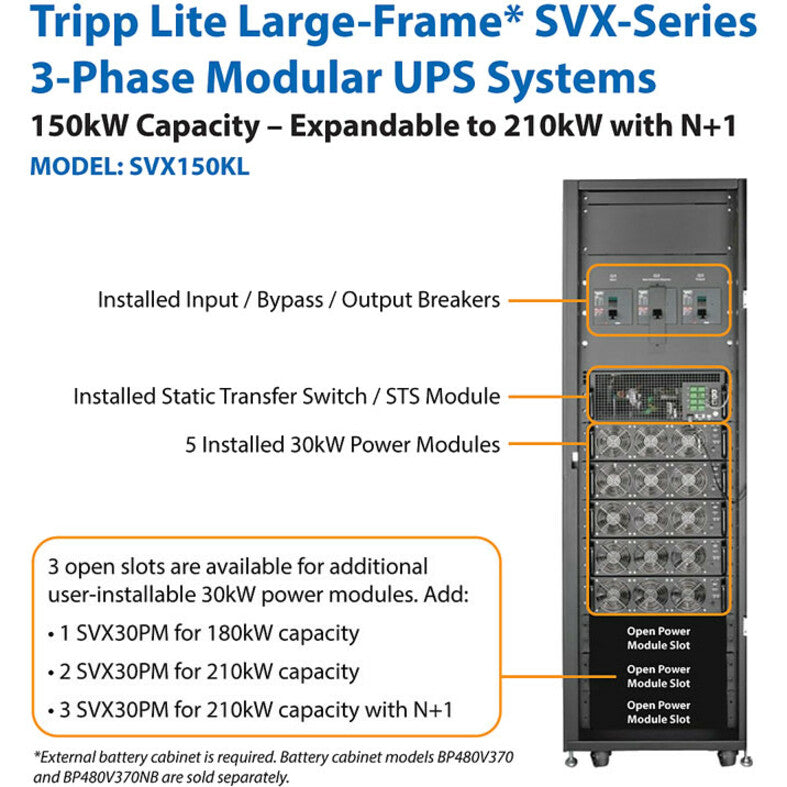Onduleur tour 150 kVA Tripp Lite par Eaton SmartOnline SVX SVX150KL SVX150KL
