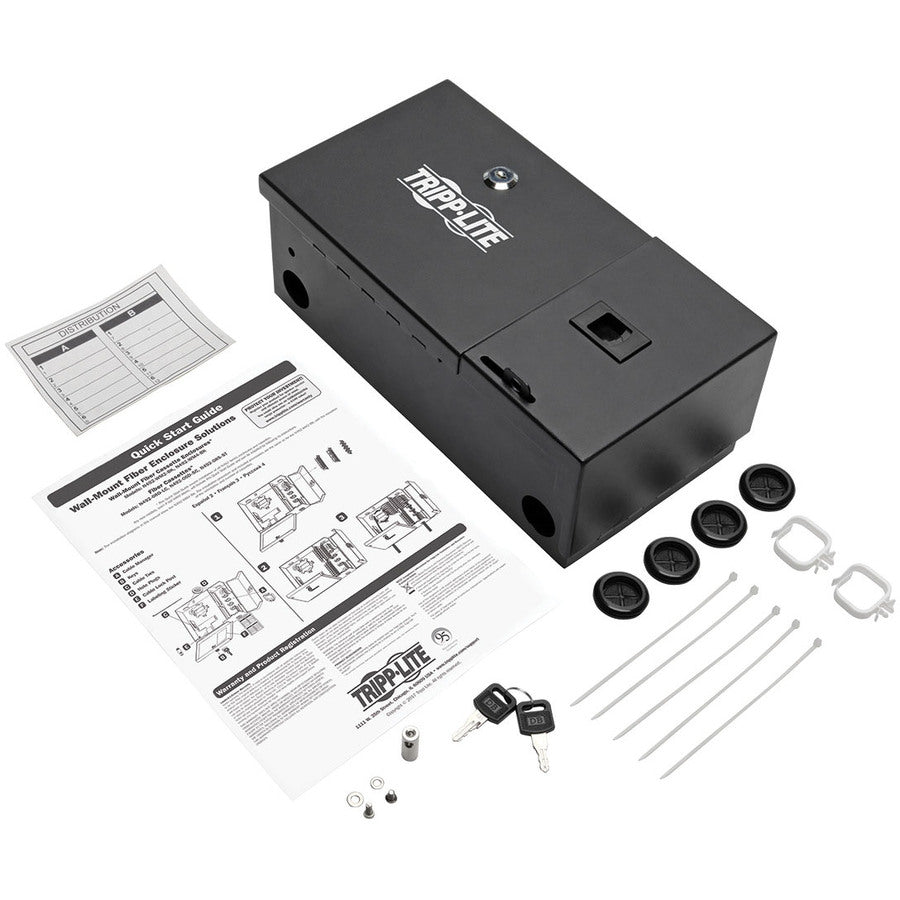 Boîtier de distribution de fibre optique à montage mural Tripp Lite par Eaton, capacité de 2 panneaux N492-WM2-BK