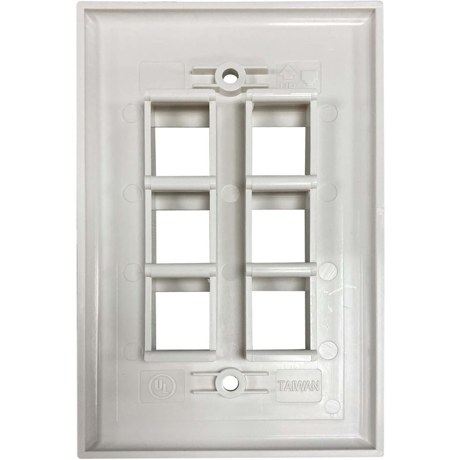 Plaque murale simple à 6 ports Safe-IT de Tripp Lite par Eaton, antibactérienne, ivoire mat, TAA N042AB-006-IVM