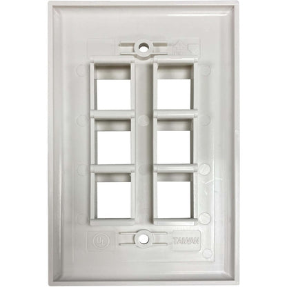 Plaque murale simple à 6 ports Safe-IT de Tripp Lite par Eaton, antibactérienne, ivoire mat, TAA N042AB-006-IVM
