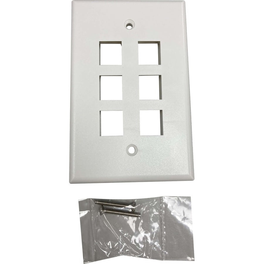 Plaque murale simple à 6 ports Safe-IT de Tripp Lite par Eaton, antibactérienne, ivoire mat, TAA N042AB-006-IVM