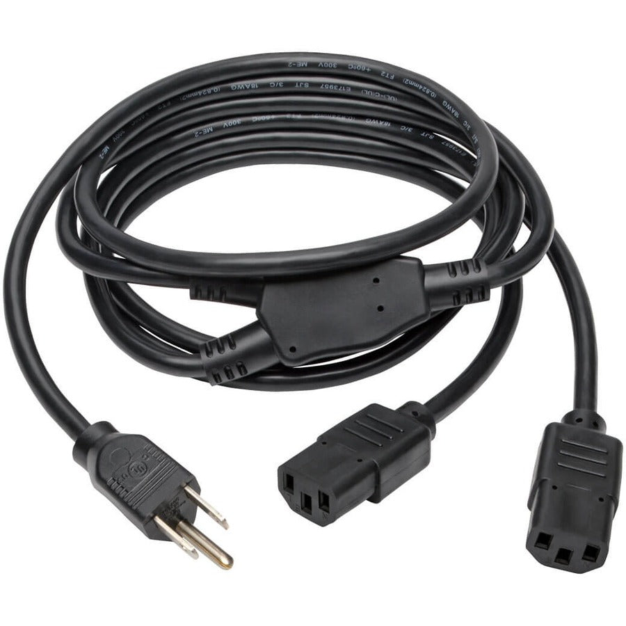 Câble répartiteur en Y pour cordon d'alimentation Tripp Lite de 6 pieds 5-15P vers 2xC13 10A 18AWG 6' P006-006-2