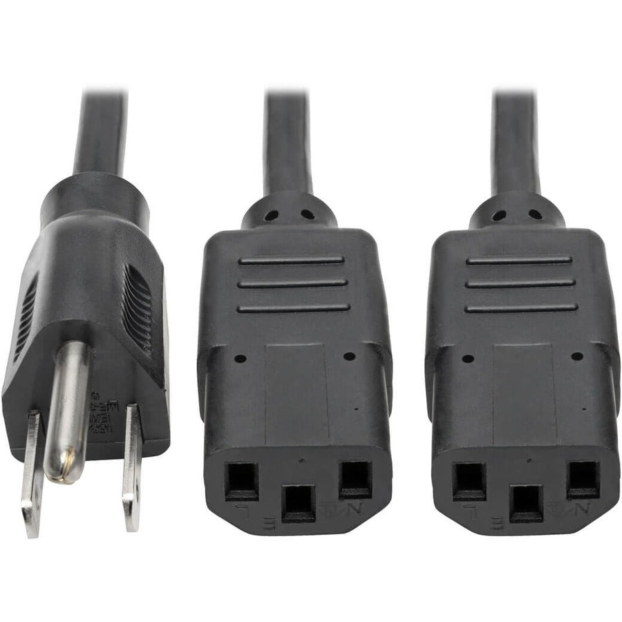 Câble répartiteur en Y pour cordon d'alimentation Tripp Lite de 6 pieds 5-15P vers 2xC13 10A 18AWG 6' P006-006-2