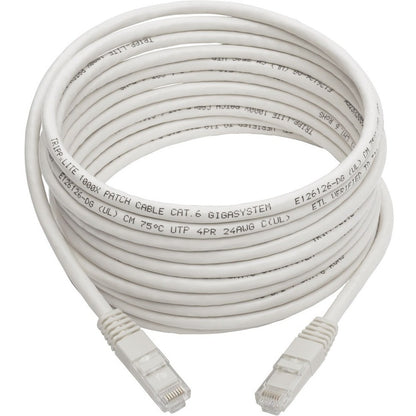 Câble de raccordement moulé Gigabit Cat6 Tripp Lite par Eaton (RJ45 M/M), blanc, 15 pi N200-015-WH