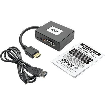 Adaptateur/séparateur HDMI vers VGA + audio à 2 ports Tripp Lite par Eaton, 1920 x 1080 (1080p), TAA P131-06N-2VA-U