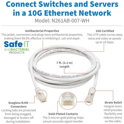 Câble réseau UTP Cat.6a Safe-IT N261AB-007-WH de Tripp Lite N261AB-007-WH