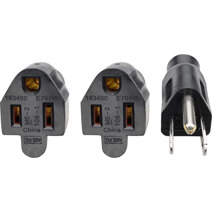 Câble d'extension de cordon d'alimentation Tripp Lite 19 pouces, répartiteur en Y 5-15P vers 5-15R 13A 16AWG 18" P024-18N-13A-2R