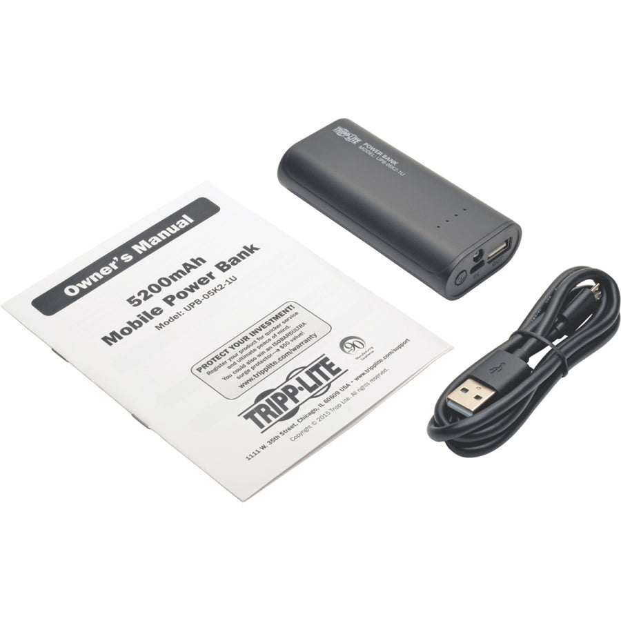 Chargeur de batterie USB portable Tripp Lite by Eaton 5200 mAh avec lampe de poche LED UPB-05K2-1U