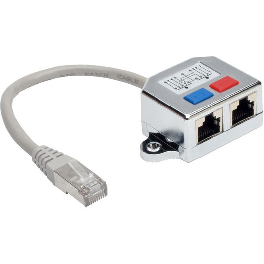 Câble adaptateur répartiteur RJ45 2 vers 1 Tripp Lite par Eaton, Ethernet 10/100 Cat5/Cat5e (M/2xF), 0,5 pi N035-001