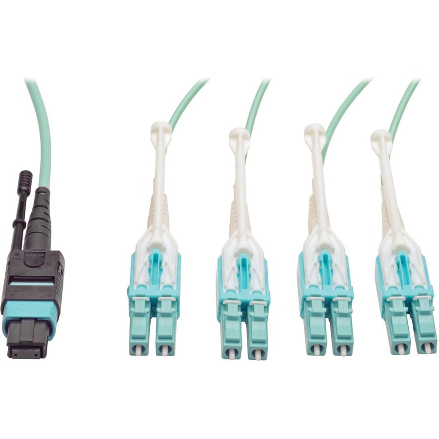 Câble de dérivation MTP/MPO Tripp Lite par Eaton 2 m (6,56 pi), MTP/MPO vers 8 x LC, 40 GbE OM3 Plenum N844-02M-8LC-PT