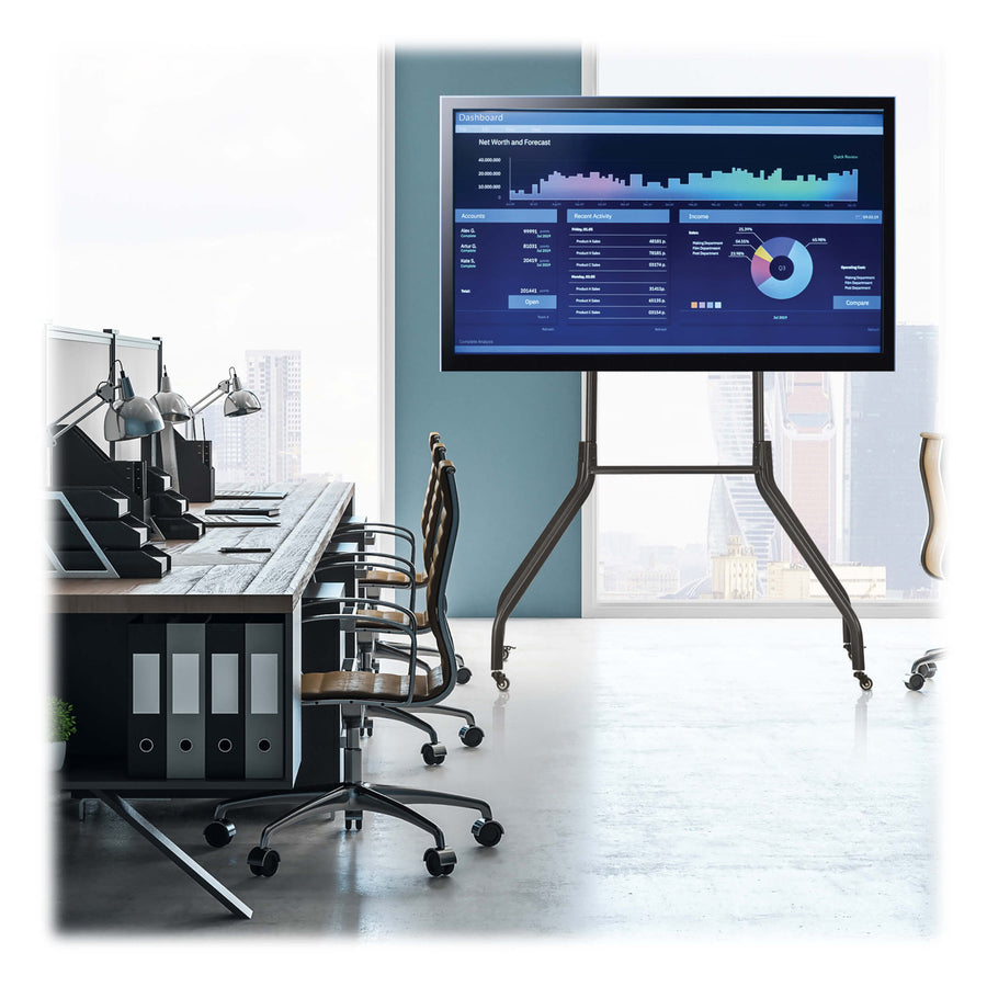 Chariot TV roulant Tripp Lite par Eaton pour écrans de 55" à 85", pieds larges, roulettes verrouillables DMCS5585WL
