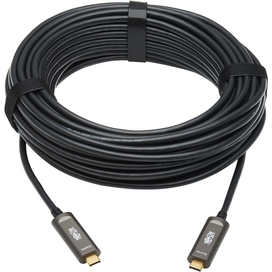 Câble optique actif à fibre optique USB-C vers USB-C Tripp Lite par Eaton, M/M, noir, 15 m (49 pi) U420F-15M-V