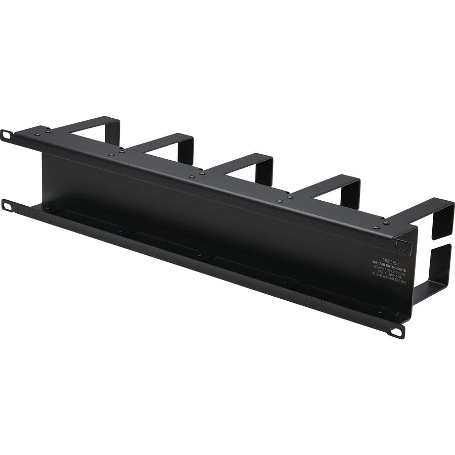 Gestionnaire de câbles horizontal Tripp Lite par Eaton - Anneaux métalliques, noir, 2U SRCABLERING2UHD