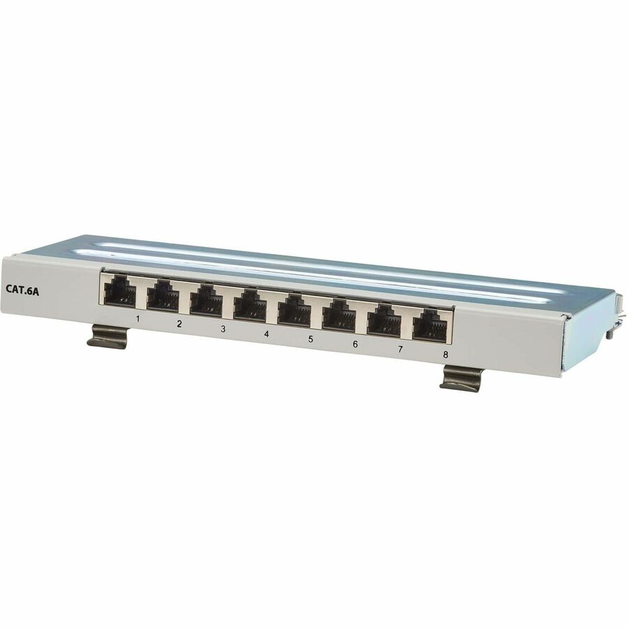 Tripp Lite by Eaton Cat6a STP Patch Panel, 8 Ports, DIN Rail or Wall Mount, TAA N250-SH08-DIN6A