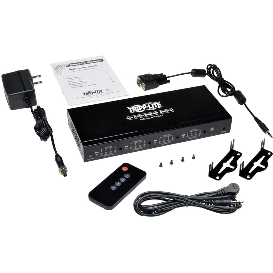 Commutateur matriciel vidéo HDMI haute vitesse Tripp Lite par Eaton 4x4 avec audio 1920x1200 à 60 Hz / 1080p B119-4X4