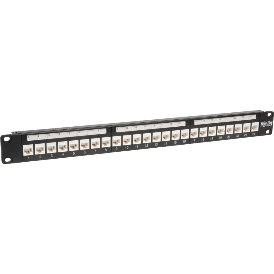 Panneau de brassage Tripp Lite Cat6 Cat5e 24 ports à profil bas, traversant, montage en rack RJ45 1U TAA N250-024-LP