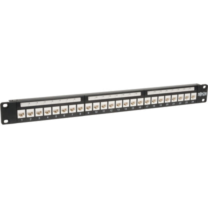 Panneau de brassage Tripp Lite Cat6 Cat5e 24 ports à profil bas, traversant, montage en rack RJ45 1U TAA N250-024-LP