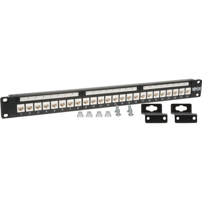 Panneau de brassage Tripp Lite Cat6 Cat5e 24 ports à profil bas, traversant, montage en rack RJ45 1U TAA N250-024-LP