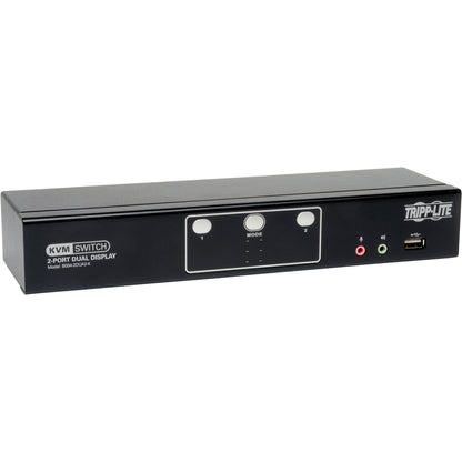 Commutateur KVM DVI à 2 ports pour deux écrans Tripp Lite par Eaton avec audio et concentrateur USB 2.0, câbles inclus B004-2DUA2-K