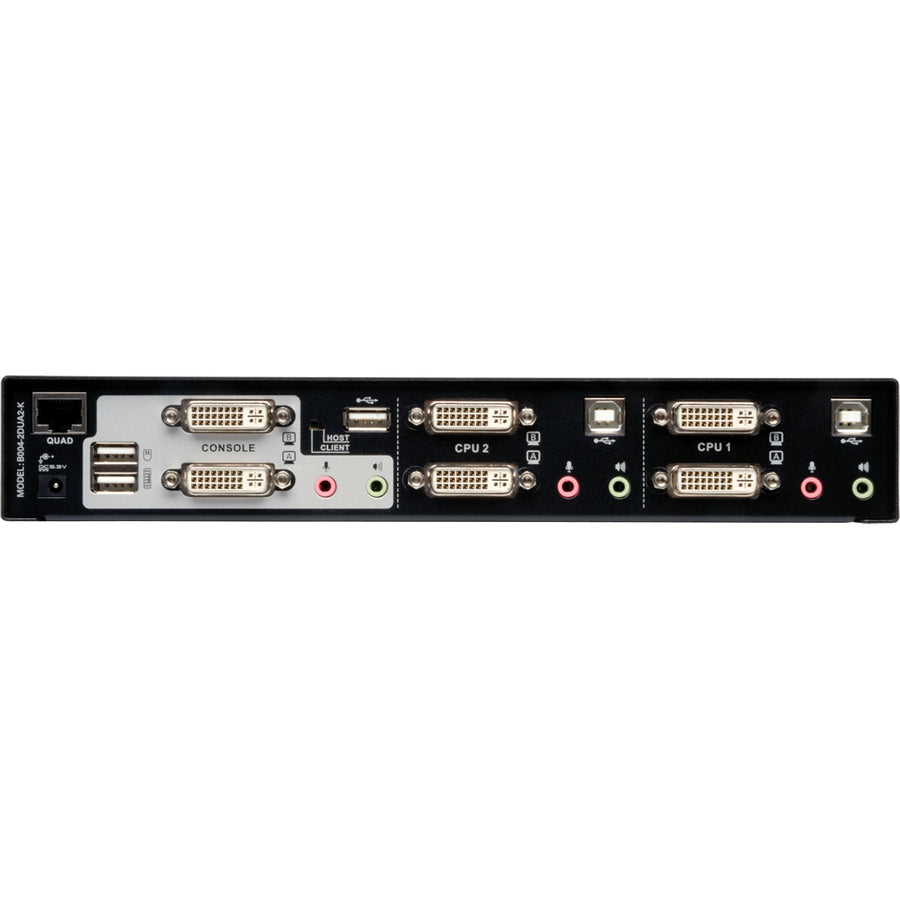Commutateur KVM DVI à 2 ports pour deux écrans Tripp Lite par Eaton avec audio et concentrateur USB 2.0, câbles inclus B004-2DUA2-K