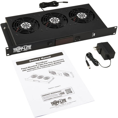 Panneau d'obturation 1U Tripp Lite par Eaton avec capteur de température et ventilateurs haute performance SRFAN1UTEMP