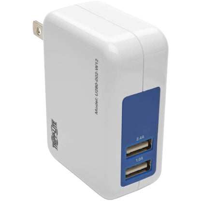 Chargeur mural/de voyage USB à 2 ports Tripp Lite par Eaton, 5 V, 1,0/2,4 A U280-002-W12