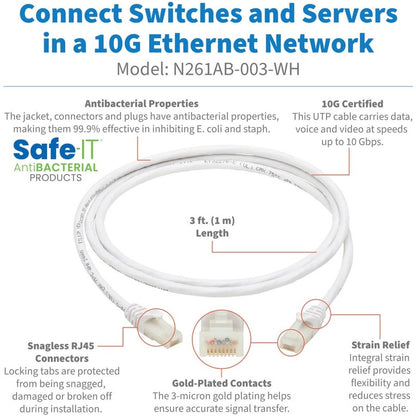 Câble réseau UTP Cat.6a Safe-IT N261AB-003-WH de Tripp Lite N261AB-003-WH