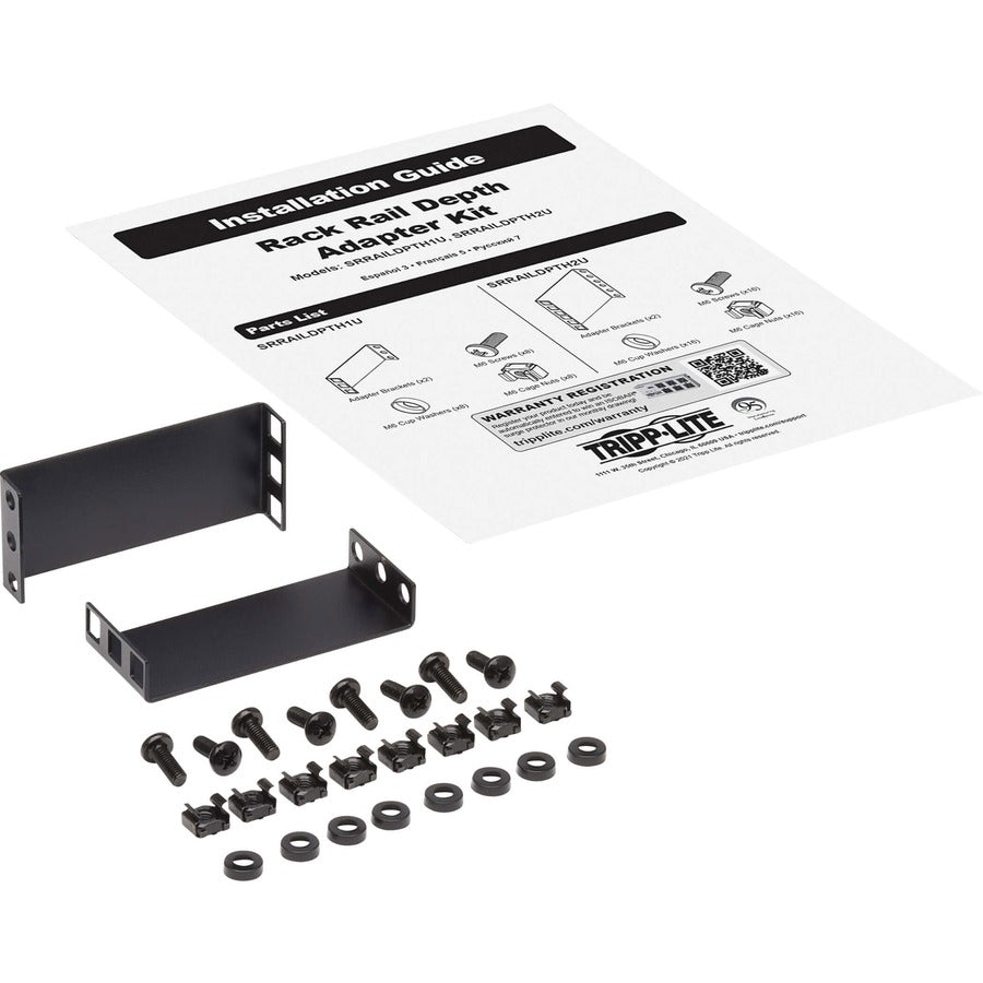 Kit de rails de montage Tripp Lite by Eaton SmartRack SRRAILDPTH1U pour serveur en rack, équipement en rack, boîtier - Noir SRRAILDPTH1U