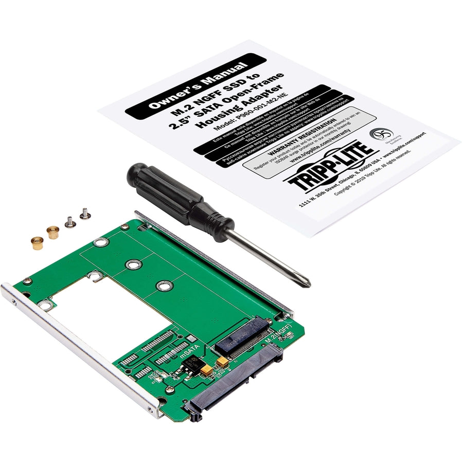 Adaptateur de boîtier ouvert M.2 NGFF SSD (clé B) vers SATA 2,5 pouces Tripp Lite par Eaton P960-001-M2-NE