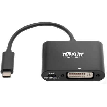 Adaptateur USB-C vers DVI Tripp Lite par Eaton avec chargement PD - USB 3.1, Thunderbolt 3, 1080p, noir U444-06N-DB-C