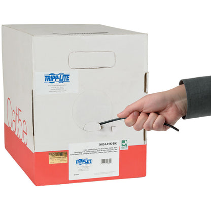 Câble en PVC Cat5e 350 MHz à âme pleine en vrac de Tripp Lite par Eaton, noir, 1 000 pi N024-01K-BK