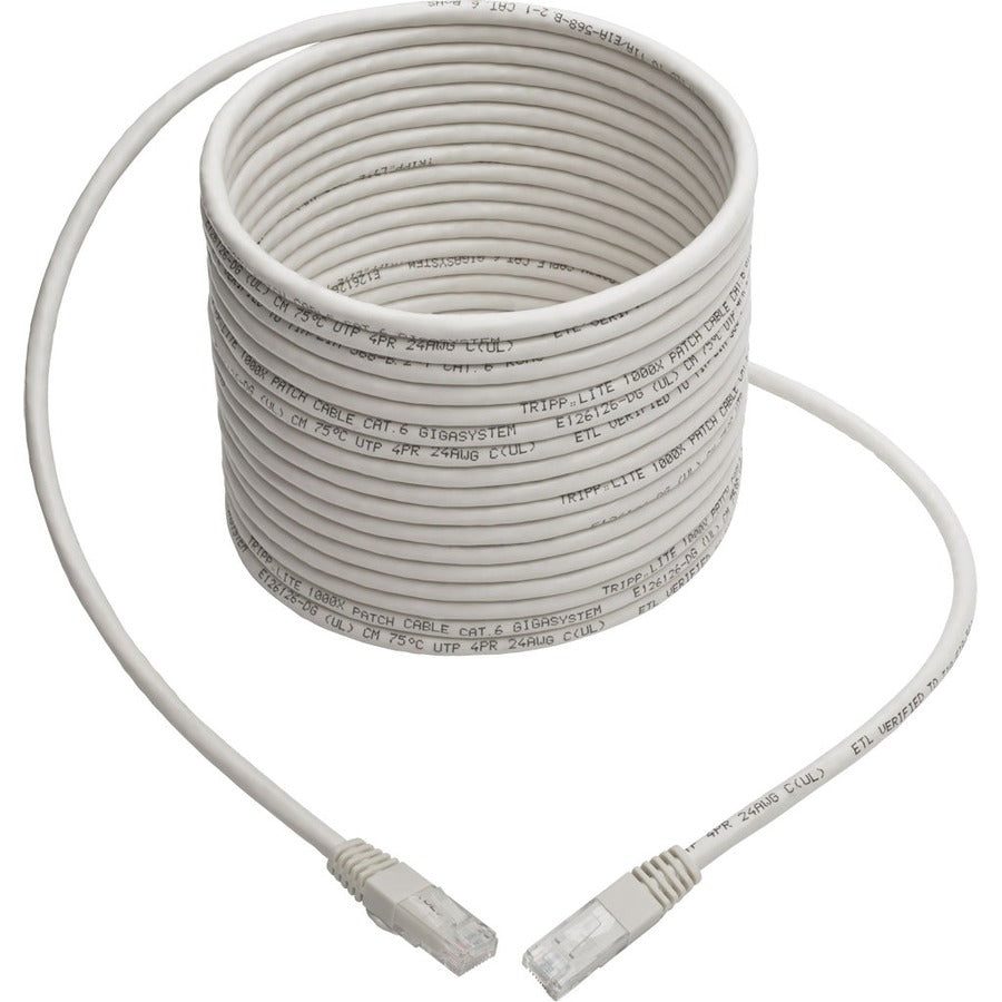 Câble de raccordement moulé Gigabit Cat6 Tripp Lite par Eaton (RJ45 M/M), blanc, 25 pi N200-025-WH