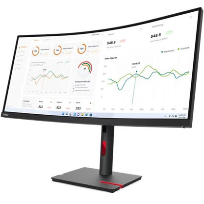 Lenovo ThinkVision T34w-30 34" Class Webcam UW-QHD Curved Screen LED Monitor - 21:9 - Raven Black 63D4ZAR1US