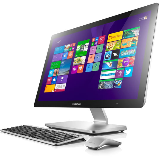 Ordinateur tout-en-un Lenovo A740 F0AM002NUS - Intel Core i7 4e génération i7-4558U 2,80 GHz - 8 Go de RAM DDR3L SDRAM - Disque dur 1 To - SSD 8 Go - Écran tactile 27" 2560 x 1440 - Bureau - Argent F0AM002NUS
