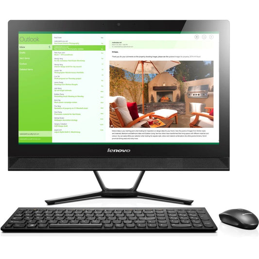 Ordinateur tout-en-un Lenovo C40 F0B400K5US - Intel Pentium 3825U 1,90 GHz - 4 Go RAM DDR3 SDRAM - Disque dur 500 Go - 21,5" Full HD 1920 x 1080 - Bureau - Noir, Gris F0B400K5US