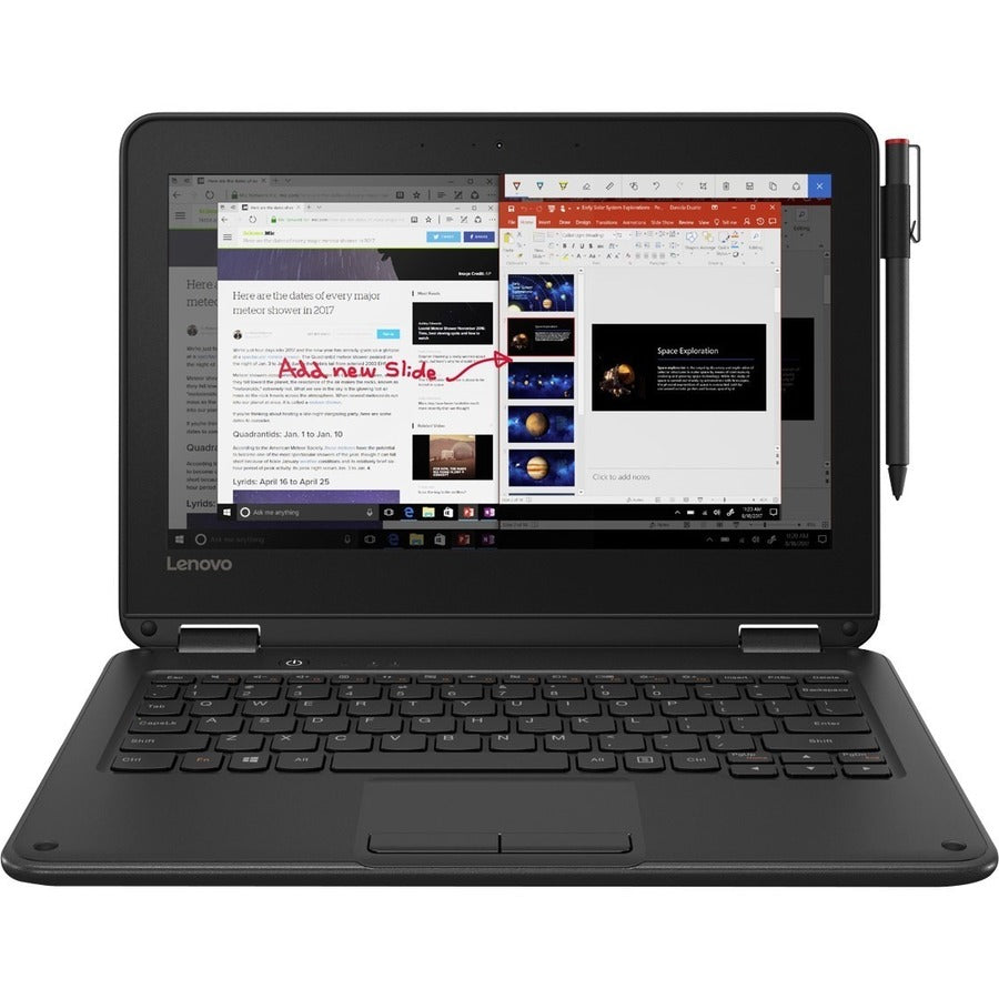 Lenovo 300e Winbook 81FY000SUS Ordinateur portable convertible 2 en 1 à écran tactile 11,6" - 1366 x 768 - Intel Celeron N3450 Quad-core (4 cœurs) 1,10 GHz - 4 Go de RAM totale - 64 Go de mémoire flash 81FY000SUS