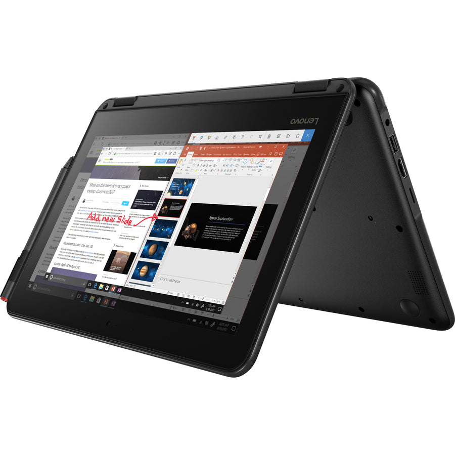 Ordinateur portable Lenovo 300e Winbook 81FY002NUS 11,6" 2 en 1 - 1366 x 768 - Intel Celeron N3450 Quad-core (4 cœurs) 1,10 GHz - 4 Go de RAM totale - 64 Go de mémoire flash - Noir 81FY002NUS