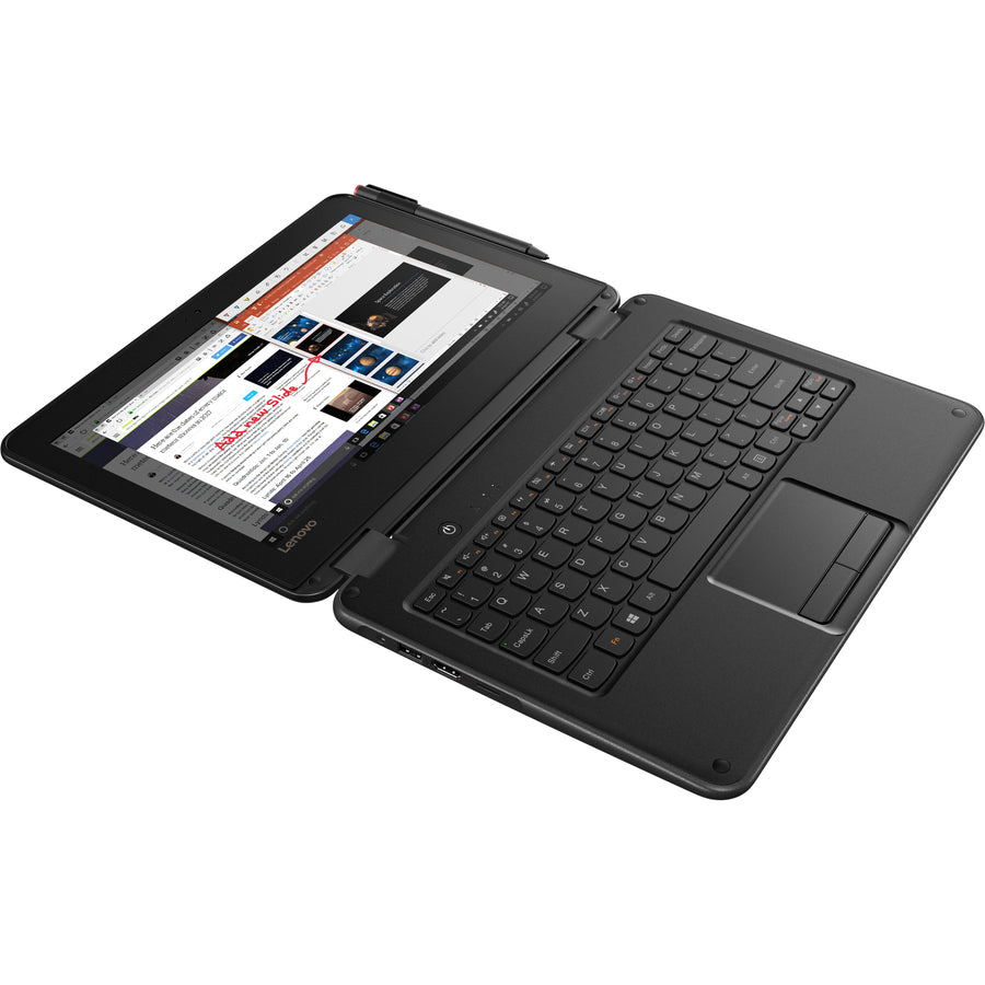 Ordinateur portable Lenovo 300e Winbook 81FY002NUS 11,6" 2 en 1 - 1366 x 768 - Intel Celeron N3450 Quad-core (4 cœurs) 1,10 GHz - 4 Go de RAM totale - 64 Go de mémoire flash - Noir 81FY002NUS