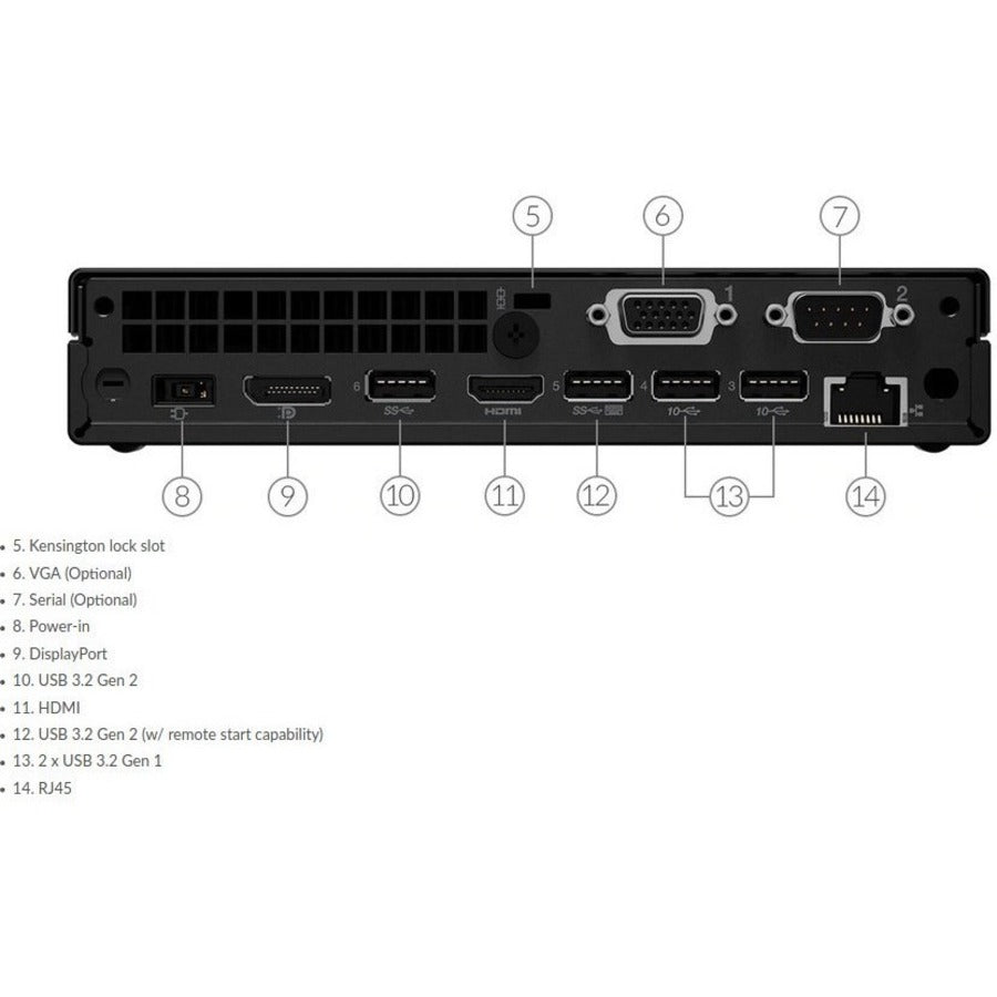 Ordinateur de bureau Lenovo ThinkCentre M80q 11DN005CCA - Intel Core i7 10e génération i7-10700T Octa-core (8 cœurs) 2 GHz - 8 Go de RAM DDR4 SDRAM - 256 Go SSD M.2 PCI Express NVMe - Tiny - Noir corbeau 11DN005CCA