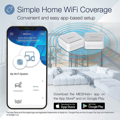 TRENDnet AC1200 WiFi EasyMesh Remote Node, utilitaire de configuration basé sur une application, itinérance WiFi transparente, formation de faisceaux, prend en charge les appareils 2,4 GHz et 5 GHz, TEW-832MDR, blanc TEW-832MDR